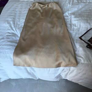Amazon Satin Midi Slip Skirt in Champagne Beige